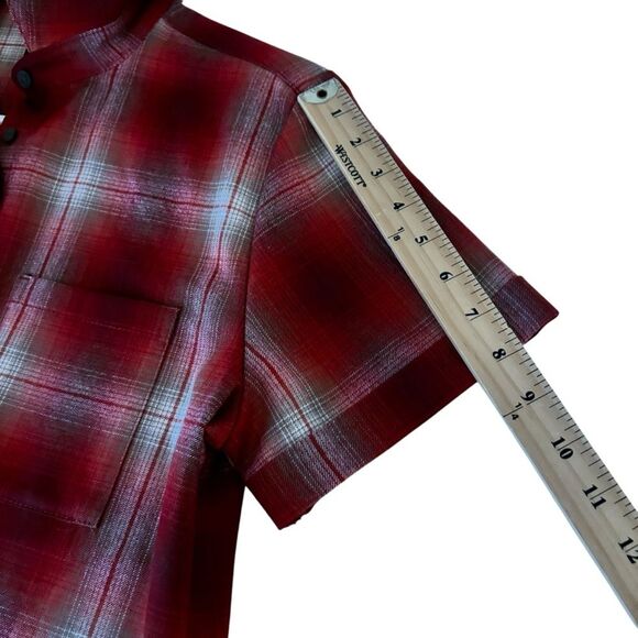 Pendleton Women’s Red Plaid Multicolor Short Sleeve Button Down Shirt Sz M - Picture 6 of 7